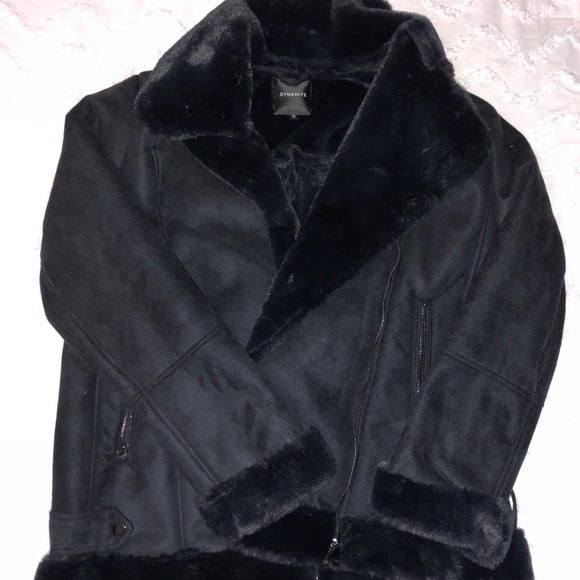 Dynamite Faux fur suede Moto jacket - Picture 1 of 4